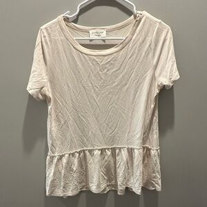 Lavender Field Cream Peplum Ruffle Short Sleeve Tee